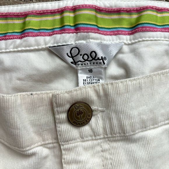 Lilly Pulitzer Corduroy Pants Women Size 10 Stretch Bootcut Off White - Picture 4 of 11